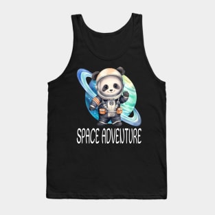 National Space Day space adventure Panda in Astronaut suit Cute watercolor animal bear planet galaxy travel Tank Top